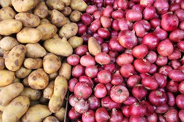 Image showing Potatos and onions