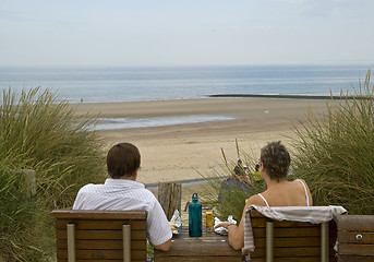 Image showing Couple relaxing at the beach