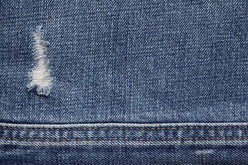 Image showing Denim textured background with hole