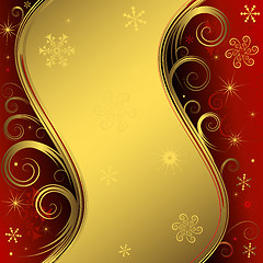 Image showing Red and golden christmas background