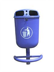 Image showing Blue garbage container