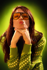 Image showing Beauty young woman sending kiss 