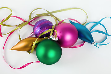 Image showing Christmas ornaments on white background