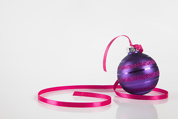 Image showing Purple christmas ornaments