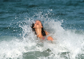 Image showing Joy in the ocean waves