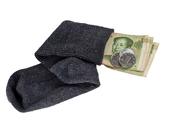 Image showing Chinese currency in a sock