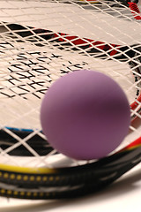 Image showing racquetball purple and racquet