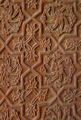 Image showing Stone carvings on the temple wall. Fatehpur Sikri, India