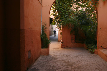 Image showing Small street in Marrakech's medina (old town). Morocco.