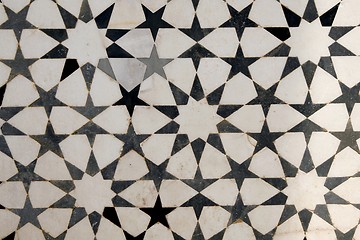 Image showing Marble inlay on facade of Akbar's Tomb. Sikandra, Agra, India