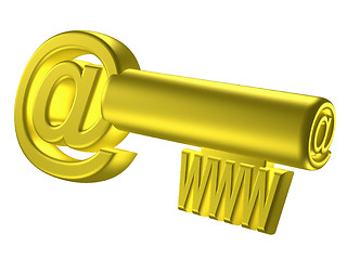 Image showing Rendered image of stylized gold key with internet signs