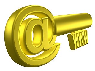 Image showing Rendered image of stylized gold key with internet signs