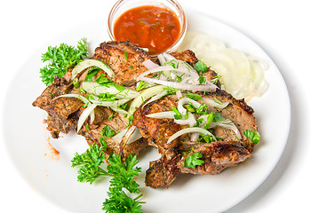 Image showing Grilled meat with sauce