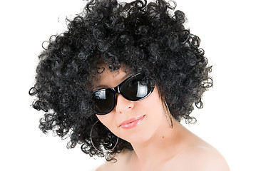 Image showing frizzy woman with sunglasses