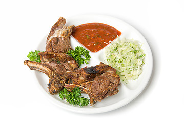 Image showing Grilled meat with sauce
