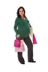 Image showing Pregnant woman with shopping bags