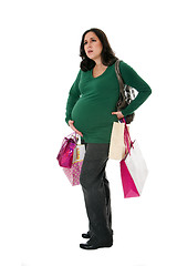 Image showing Pregnant woman with shopping bags
