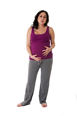 Image showing Pregnant woman with belly pain