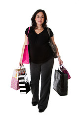 Image showing Pregnant woman with shopping bags