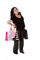 Image showing Pregnant woman with shopping bags