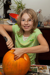 Image showing Carving pumpkin