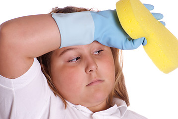 Image showing Exhausted From Cleaning