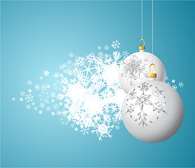 Image showing White Christmas bulbs with snowflakes