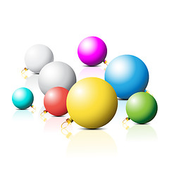 Image showing Colorful Christmas bulbs on white background