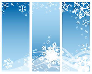 Image showing Abstract curves with snowflakes (three parts)