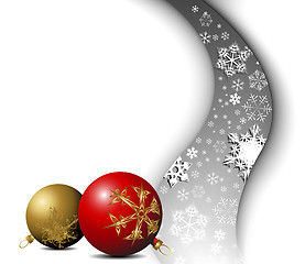 Image showing Christmas card - snowflakes with bulbs