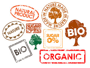 Image showing Set of stamps for organic food