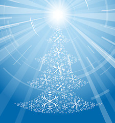 Image showing Christmas tree made from snowflakes 