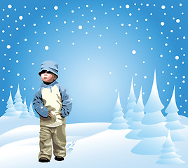 Image showing Small girl in the snow