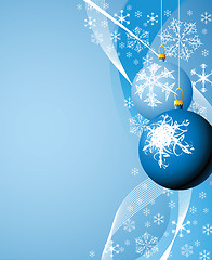 Image showing Christmas bulbs with snowflakes on blue background