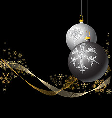 Image showing Black and Silver Christmas bulbs