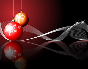 Image showing Christmas bulbs with snowflakes