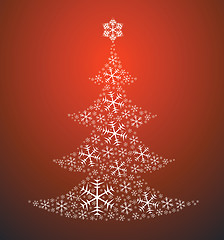 Image showing Christmas tree made from snowflakes