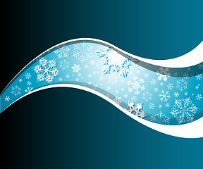 Image showing Blue Christmas card with snowflakes