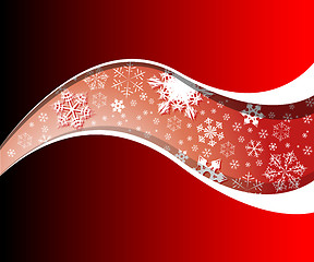 Image showing Red Christmas card with snowflakes