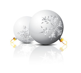 Image showing White Christmas bulbs with snowflakes ornaments