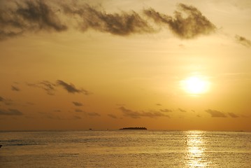 Image showing Beautiful orange sunset on a tropical beach