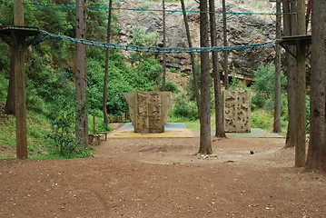 Image showing View of climbings walls and other activities on a park