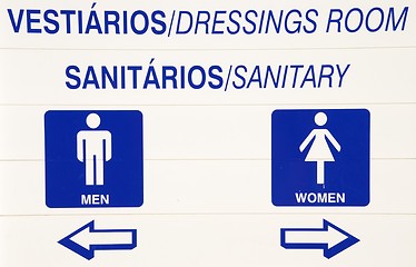 Image showing WC and dressing room blue sign