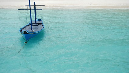 Image showing Typical Maldivian boat on blue ocean