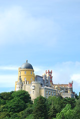 Image showing Colorful Palace of Pena landscape view in Sintra, Portugal.