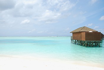 Image showing Water villas in Maldives (beach scene)