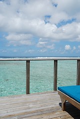 Image showing Seascape and clouscape from water villa in Maldives