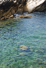 Image showing Beautiful lagoon with green ocean water