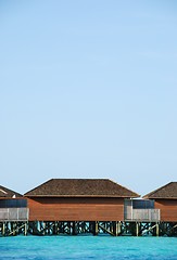 Image showing Water villas detail in Maldives