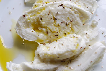 Image showing Mozzarella cheese (close up)